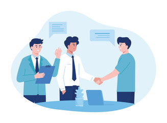 the company has achieved a successful business deal concept flat illustration