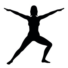 A woman Doing Yoga pose vector silhouette long hair, white background