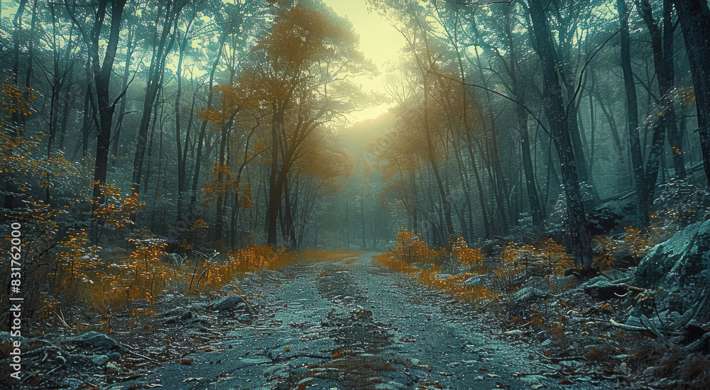 Poster forest views. generative ai.