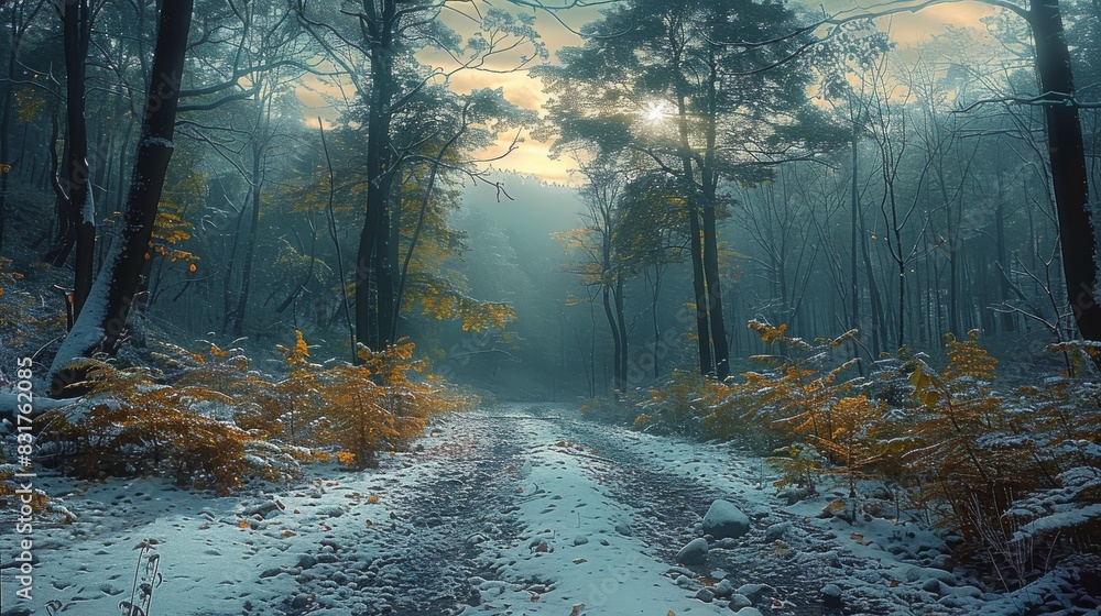 Aufkleber forest views. generative ai.