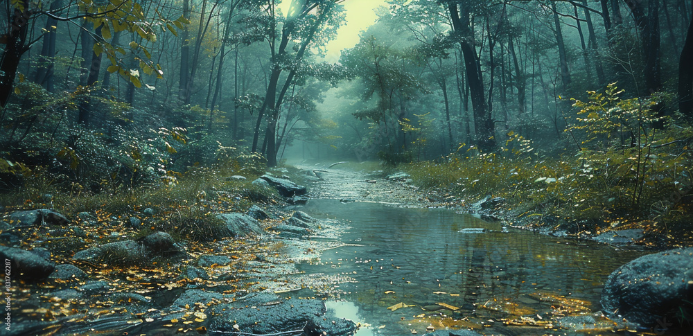 Poster Forest Views. Generative AI.