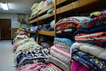 Obraz premium A local shelter received donations of blankets and clothing from residents.