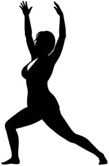 Fototapeta premium beautiful woman stand with stretch position vector silhouette