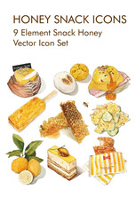 Honey snack logo vector icon set 
