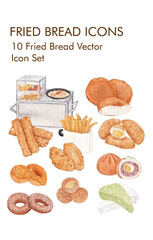 Fried bread logo vector icon set 