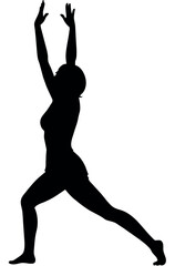 Fototapeta premium beautiful woman stand with stretch position vector silhouette