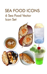 Seafood logo vector icon set 