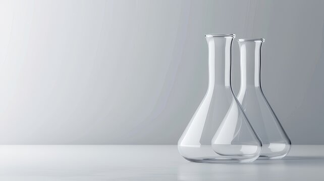  Lab Erlenmeyer flask 3D. Laboratory equipment background
