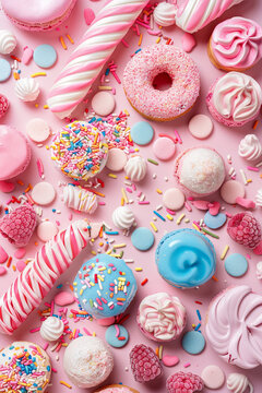 Candy-colored background, reminiscent of sugary treats and delights
