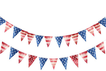 Fototapeta premium A festive bunting of American flags strung together. Perfect for Independence Day celebrations.