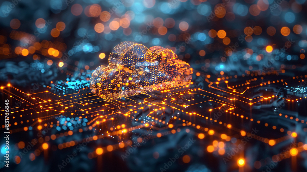 Poster wireless network, high-speed internet, cloud computing, or connect diagram technology data storage.
