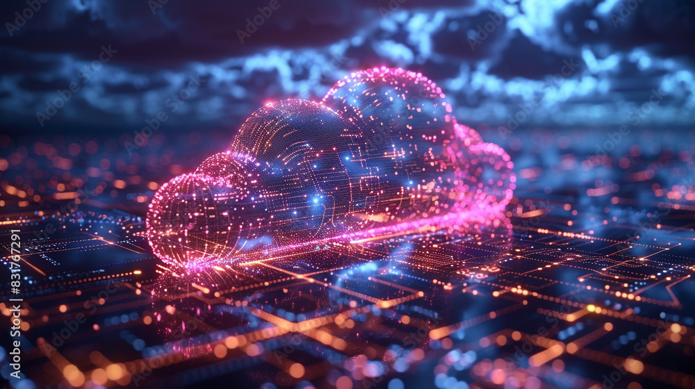 Poster wireless network, high-speed internet, cloud computing, or connect diagram technology data storage.