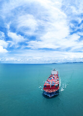 Freight shipping by Cargo Container Ship. Cargo Container experss ship running very fast in the...