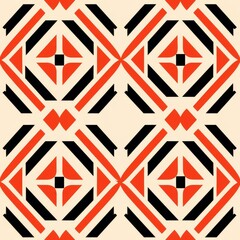 Obraz premium Japanese Kasuri Ikat geometric pattern, subtle colors, intricate design, traditional textile art, symmetrical shapes, cultural heritage, high detail, 4K resolution