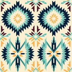 Japanese Kasuri Ikat bright geometric pattern, subtle colors, traditional motifs, handwoven detail, symmetrical patterns, cultural textile art, high detail, 4K clarity