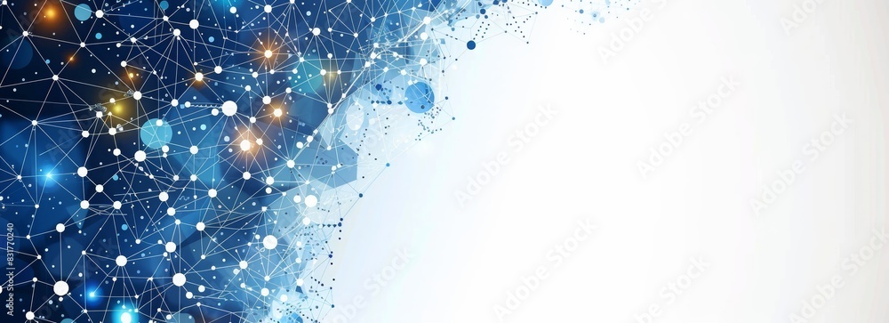 Poster glowing particle dots with colorful dots in abstract background, concept of light shining sparkling 