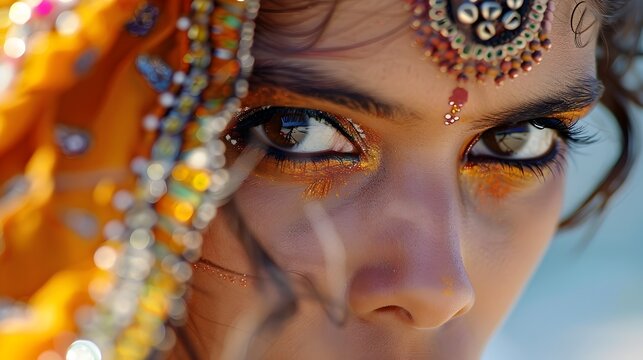 Spirited Indian Dancer A Gaze Filled with Passion and Tradition