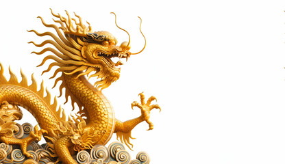 Naklejka premium Chinese dragon with white isolated background, generative ai