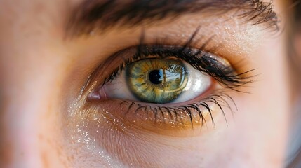 Fototapeta premium Intimate Gaze A Study of a German Individuals Expressive Blue Eyes