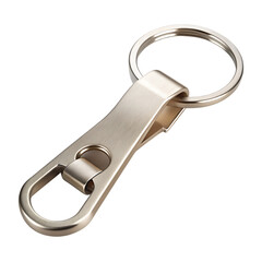 A keychain with a white button on transparent background