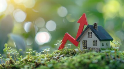 Housing price rising up, real estate or property growth concept. Real estate transaction and rising of property value