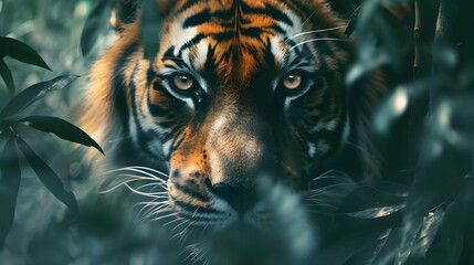 a cinematic and Dramatic portrait image for tiger
