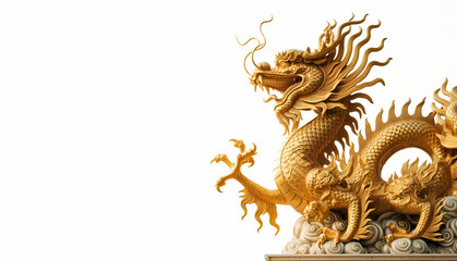 Fototapeta premium Chinese dragon with white isolated background, generative ai