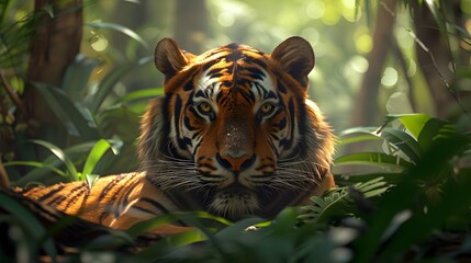 a cinematic and Dramatic portrait image for tiger