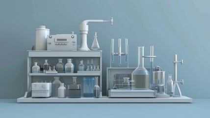 laboratory equipment background. 3D Illustration
