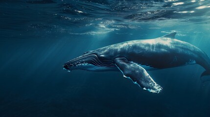 a cinematic and Dramatic portrait image for whale