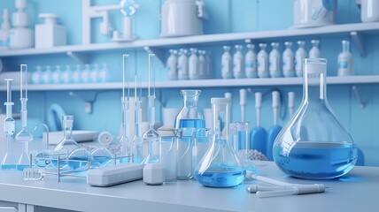 laboratory equipment background. 3D Illustration
