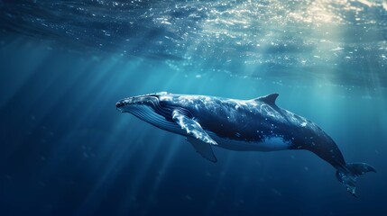 a cinematic and Dramatic portrait image for whale
