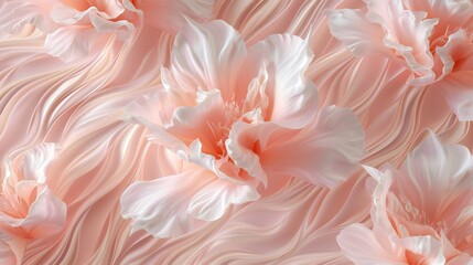 Creamy Blush Tulip Swirls: Wallpaper features tulip petals adorned with a creamy blush effect, swirling in elegant patterns.