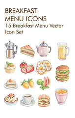 Breakfast menu logo vector icon set 