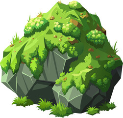 A large rock covered with moss