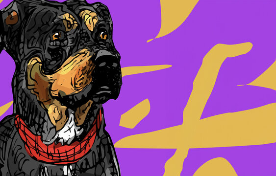 Bold and Vibrant Dog Illustration - Unique Pet Portrait