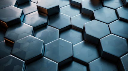 Futuristic Hexagonal 3D Abstract Background in Cool Metallic Tones - Modernity and Precision Concept
