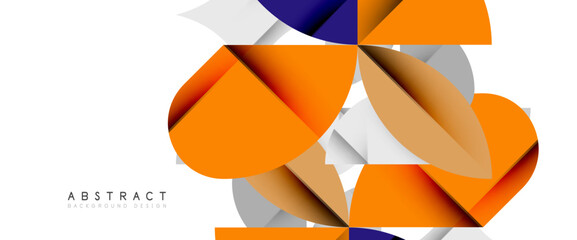 Minimal geometric elements on white. Petals, round triangles, star