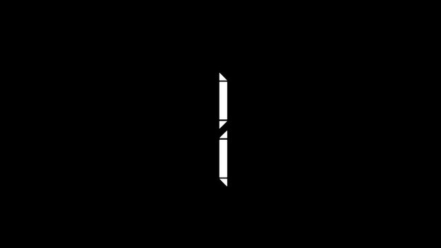 Seven-segment digital animation of 1 numbers on a black background, suitable for concepts of time, technology