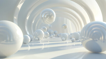 Elegant 3D Composition of Floating Matte Spheres with Depth and Shadows for Design Projects