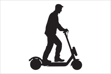 
Electric scooter Silhouette Vector on white background, Man Riding an electric Scooter Silhouette vector illustration.