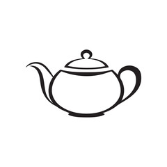 Tea kettle black icon. Hot cooking vector design.