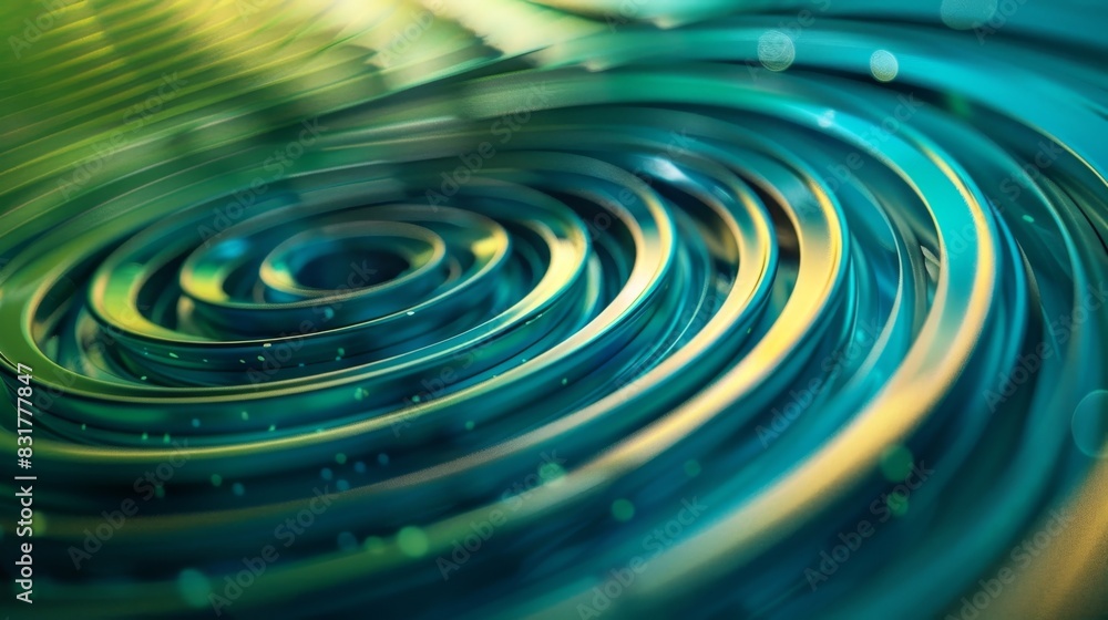 Poster a series of concentric circles in shades of green and blue forming a streamlined and efficient smart