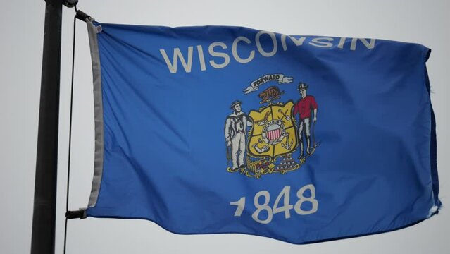 Wisconsin Flag Flying in wind