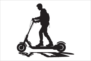 
Electric scooter Silhouette Vector on white background, Man Riding an electric Scooter Silhouette vector illustration.