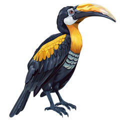 Fototapeta premium Illustration of a colorful toucan bird with vibrant feathers and a strikingly large beak, perfect for nature and wildlife-themed designs.