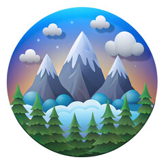 3d mountains illustration - plastic model