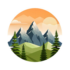 Illustration of mountain conditions in the afternoon