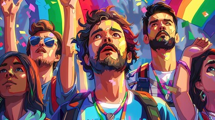 Obraz premium LGBTQ-themed pixel art, capturing the spirit of pride in a nostalgic low-res style