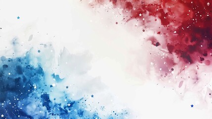 Vibrant abstract background featuring a blend of red, blue, and white paint splashes, perfect for creative designs and modern art project like Independence Day or Memorial Day